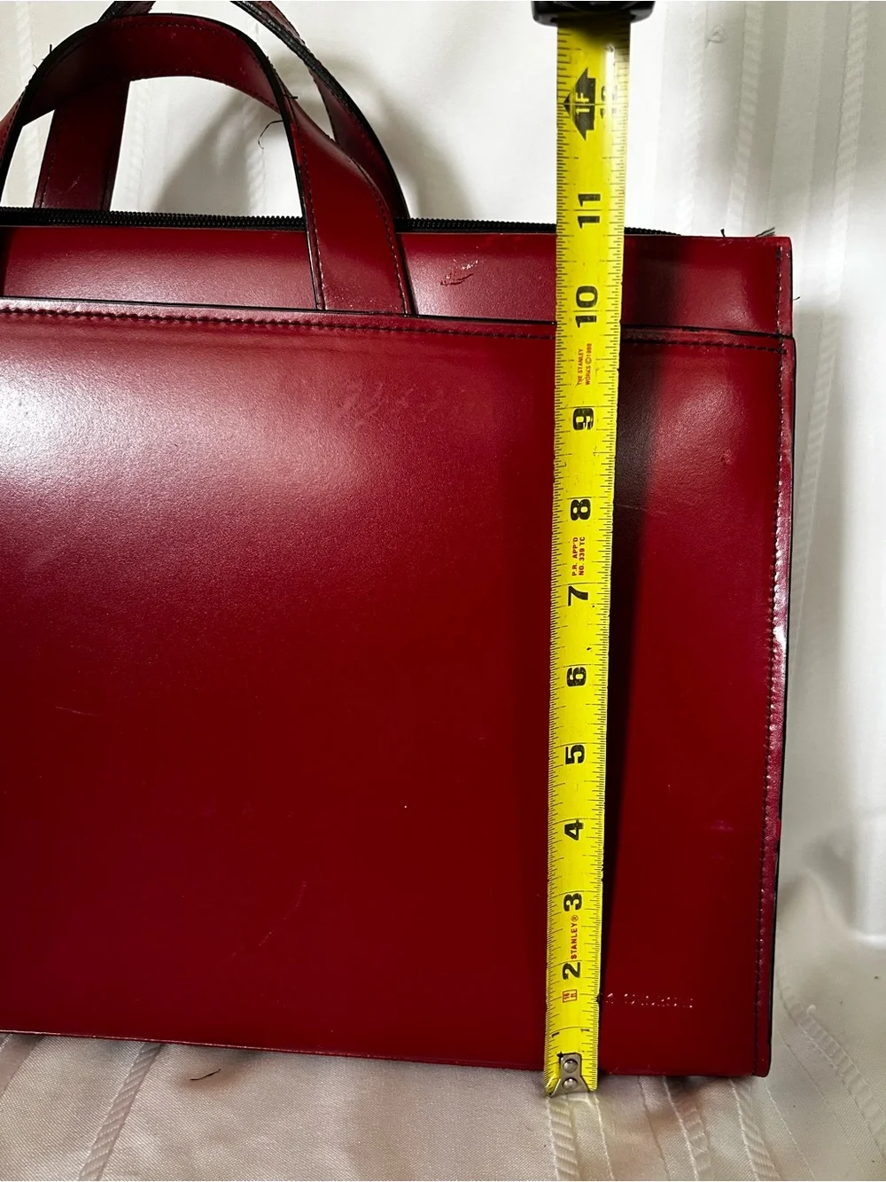 Jack Georges Briefcase Laptop Case Red Italian Leather Work Bag Shoulder Strap